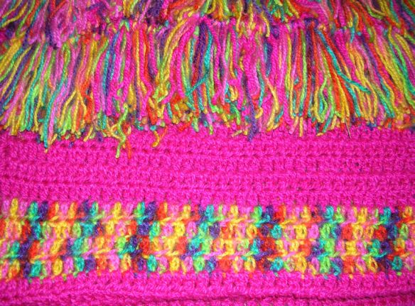 Bright Pink Multi-Color Afghan