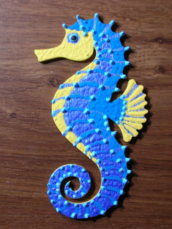 Original Wood Turquoise Seahorse
