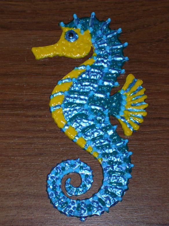 Revised Wood Turquoise Seahorse
