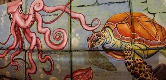 Ocean-Themed Exterior Wall Mural