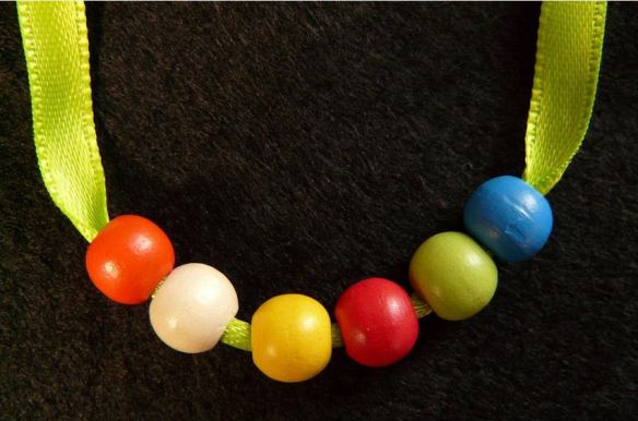 Necklace - Large-Hole Resin Beads on Ribbon