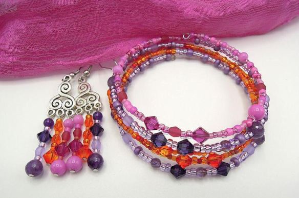 Earring & Bracelet - Crystal & Glass Seed Beads