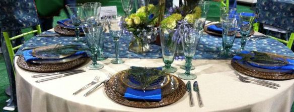 Exotic Blue Peacock Place Setting