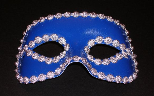 Mask - Painted Blue and Outlined with Rhinestones