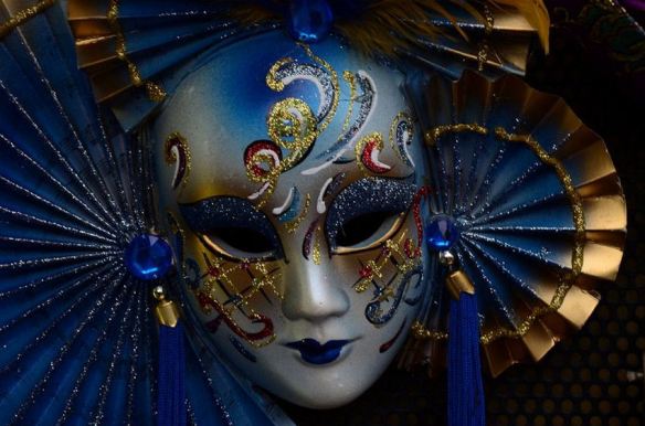 Blue & Gold Asian Mask