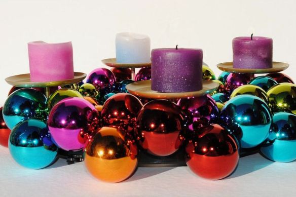 Contemporary Candle & Glass Ornament Centerpiece