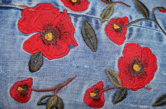 Floral Embroidery on Denim
