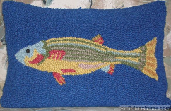 Hand Hooked Fish Pillow