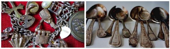 Tarnished Silver Jewelry & Spoons