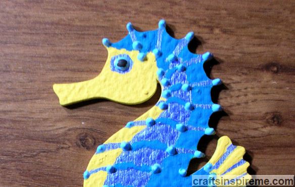 Acrylic Painted Seahorse with 3D Accents