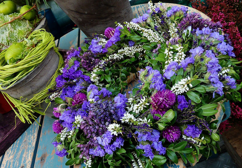 Purple Blue &amp; Green Wreath