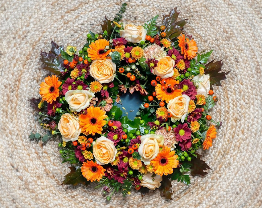 Orange Floral Wreath
