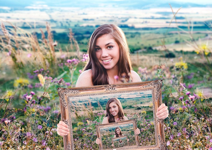 Girl with Wood Frame