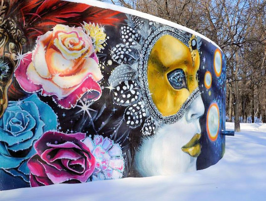 Painted Mural Theater Mask