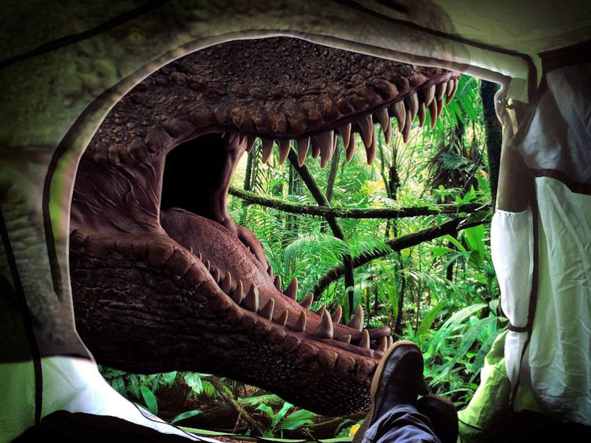 T-Rex Waiting Outside a Tent