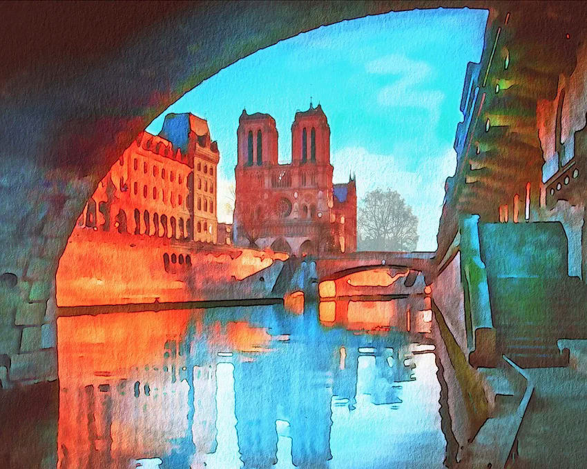 Watercolor Painting Notre Dame