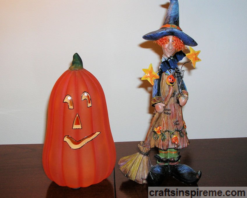 Lucite Pumpkin & Witch