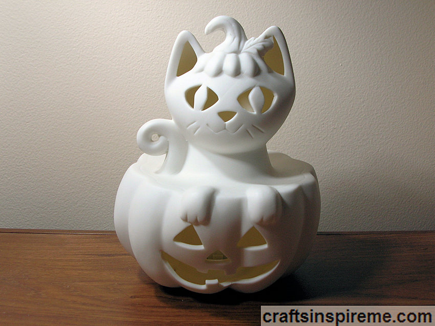 Ceramic Cat in Pumpkin Front