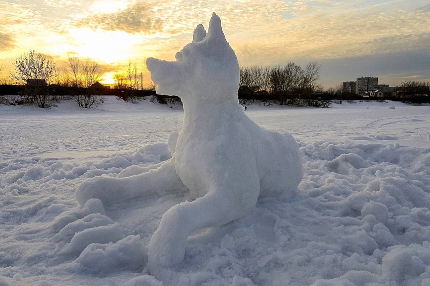 Snow Sculpture Dog