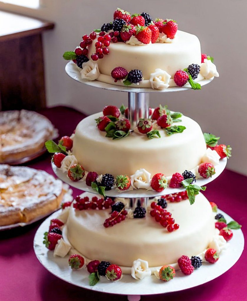 Fruit Floral Wedding Cake