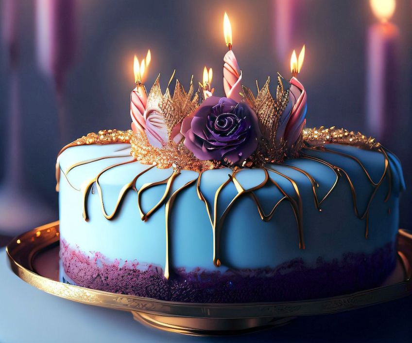 Gold & Blue Cake