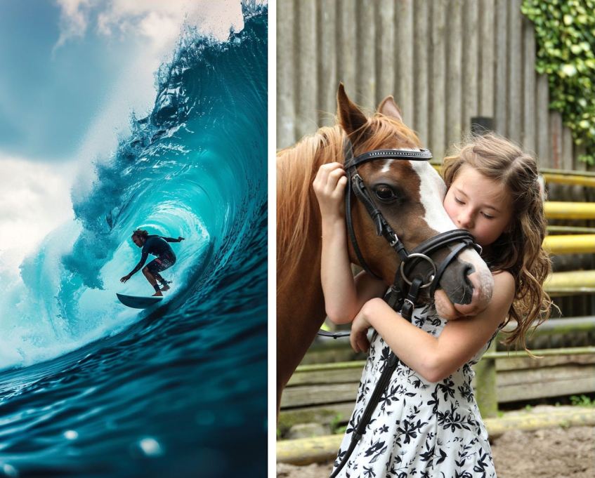 Surfer & Horse Rider