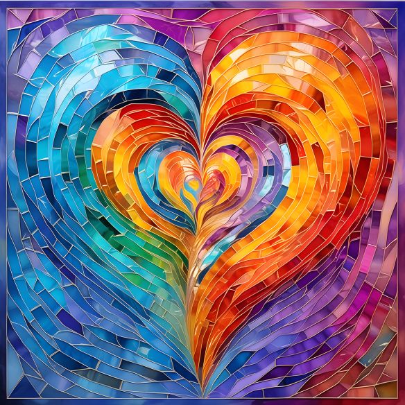 Hearts Mosaic Glass