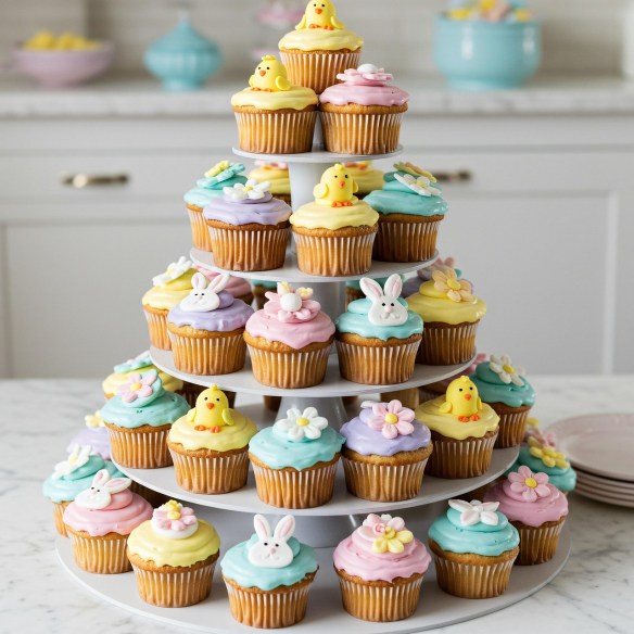 Easter Tiered Cupcake Tower