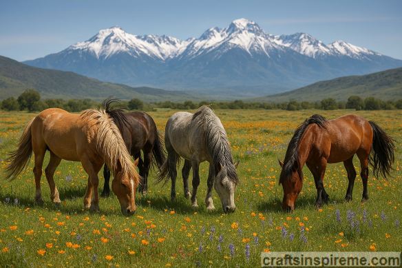 Horses Grazing in a Field