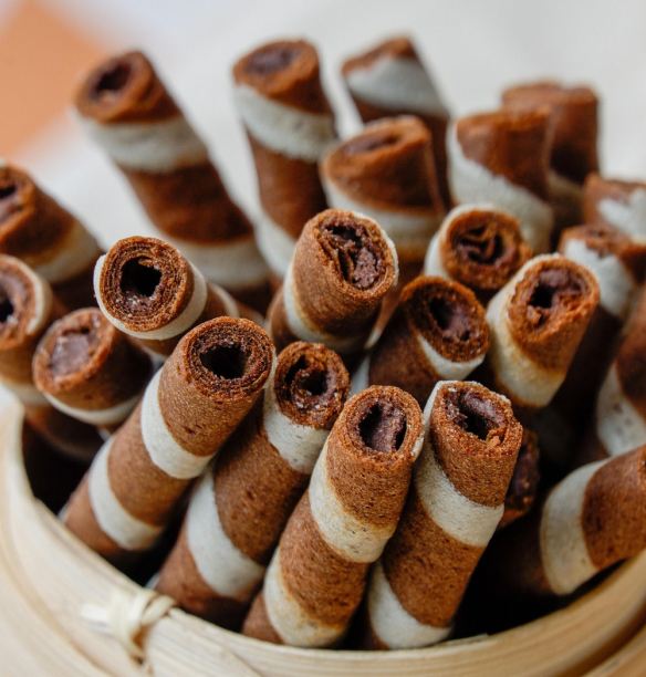 Rolled Chocolate Wafer Cookies