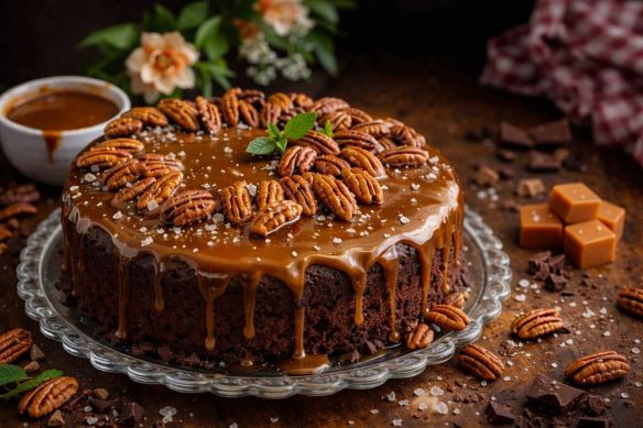 Chocolate Caramel Pecan Cake