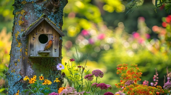 Bird House in Meadow