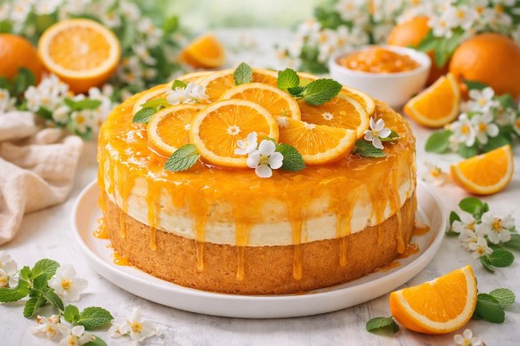 Orange Cake with cheesecake layer