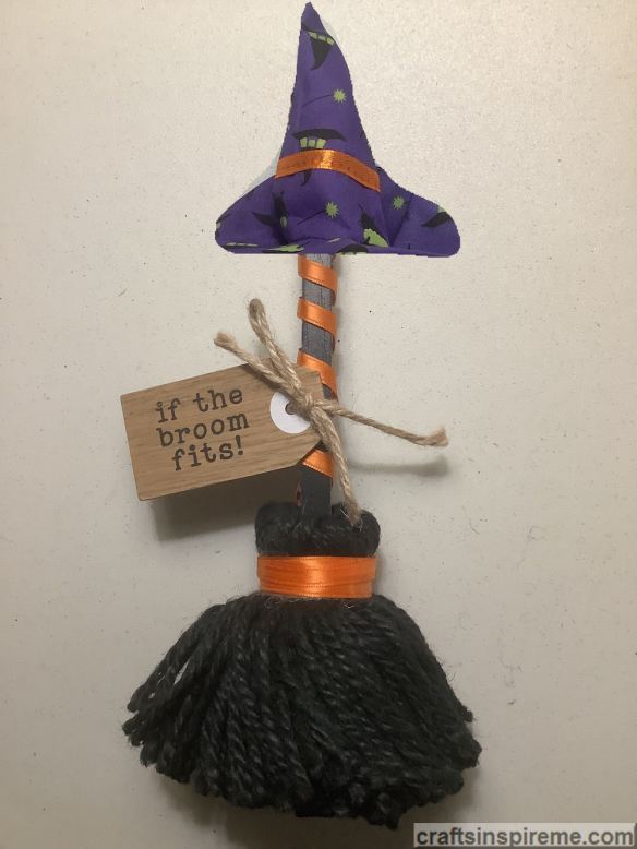 Witch's Broom with Ribbon & Hat